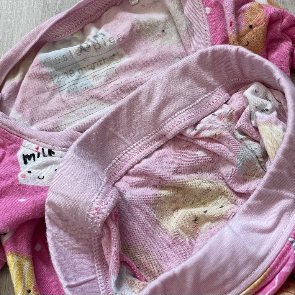 Little Sleepies Pajama Set bamboo cookies and milk Pink (size 12-18 months)